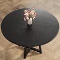 thumbnail image 3 of Bingirl Industrial 47-Inch Round Dining Table Set for 4 - 6: Black Top with Metal Base for Dining & Living Room, 3 of 6