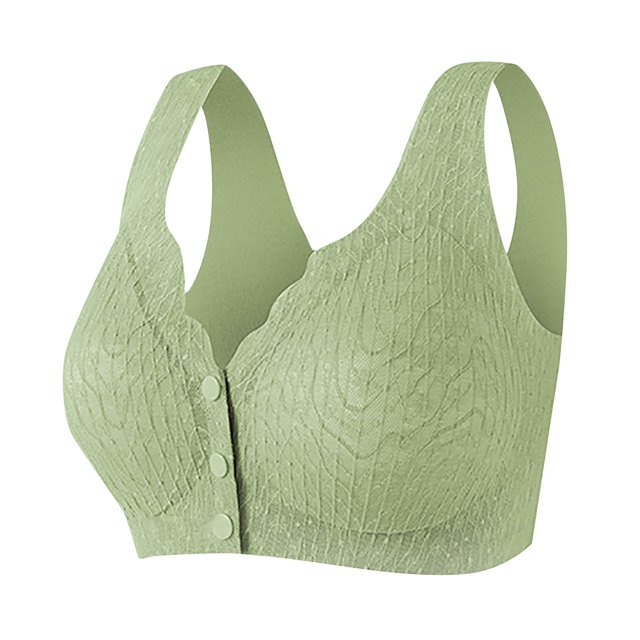 Yuzhih Womens Front Closure Everyday Bras Comfortable Wireless Bralettes V Neck Seamless Bra Wire Free Basic Bras