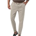 thumbnail image 1 of Birdeem Mens Pants Mens Fashion Drawstring Elastic Waist Solid Color Casual Length Pants, 1 of 1
