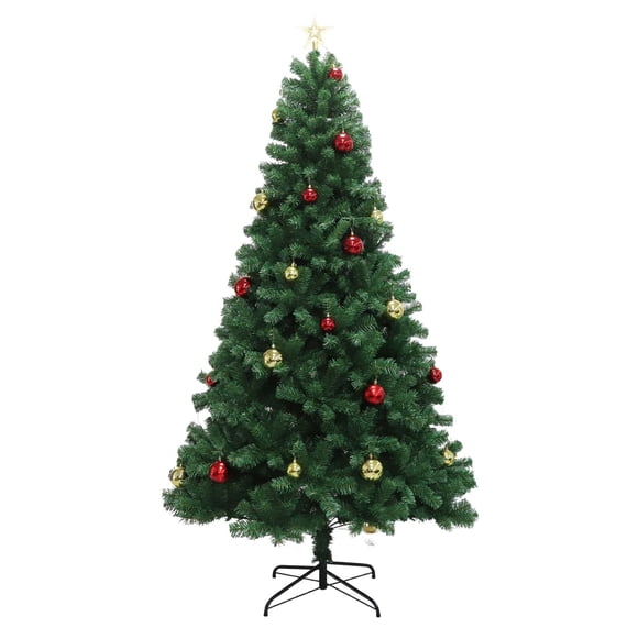 Arbre de Noël Artificiel Pré-Illuminé de 7 Pieds avec Télécommande, Arbre des Fêtes Vert, Pin Artificiel Illuminé de Qualité Supérieure à Charnières avec Support en Métal, pour Décoration de Salon, Bureau, Fête