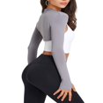 thumbnail image 3 of Cardigan Court de Yoga pour Femmes Haut d'Exercice Manches Longues Ouvert devant Boléro Solide pour Sports, 3 of 4