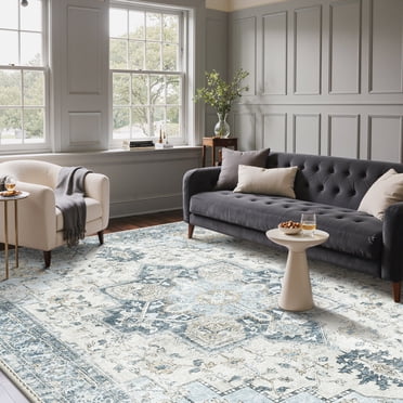 KUETH Tapis 183 X 274 cm pour Salon, Tapis Bleus Ultrafins Lavables à la Machine pour Chambre Ou Salle à Manger