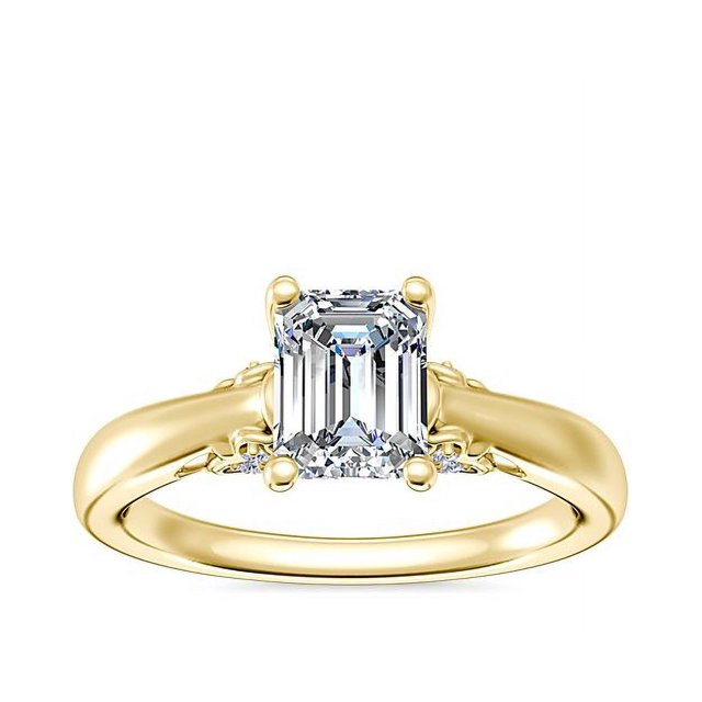 1.20 Carat Excellent Emerald Shape Genuine Diamond Latest Design Solitaire Engagement Ring for Ladies Solid 18K Yellow Gold Size 7.5