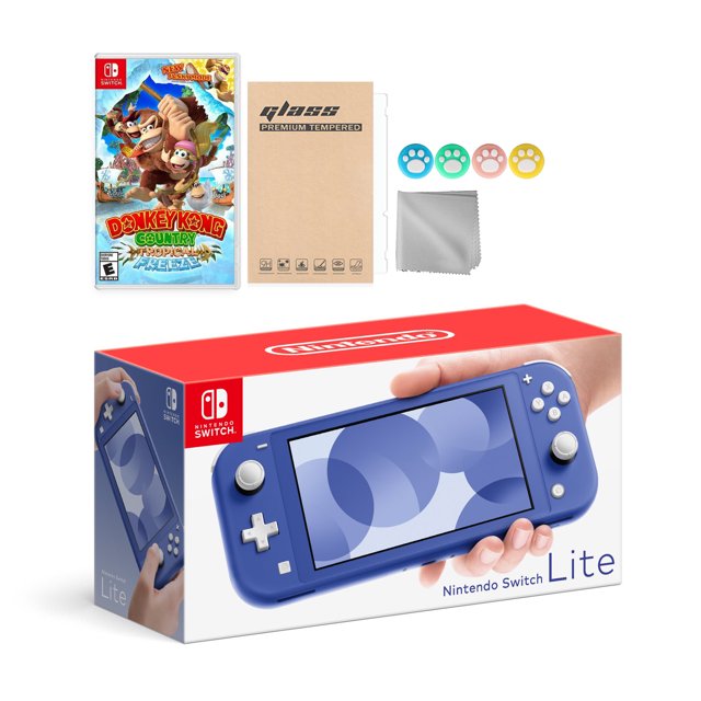 Nintendo Switch Lite Blue, Donkey Kong Country & Mytrix Accessories