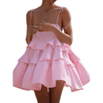 thumbnail image 2 of Womens Summer Dress Adjustable Spaghetti Strap Sleeveless Flowy Mini Short Dresses Pink L, 2 of 8