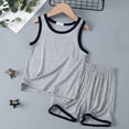 thumbnail image 2 of MIASHUI Ensemble Débardeur et Short pour Garçons Deux Pièces Été Sans Manches Pyjamas, Gris, 5-6 Ans, 2 of 3