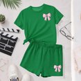 thumbnail image 3 of Robe d'Été à Manches Courtes Haut à Manches Courtes et Short Ensemble Deux Pièces pour Enfants Mignonne Détente d'Été Col Rond, 3 of 6