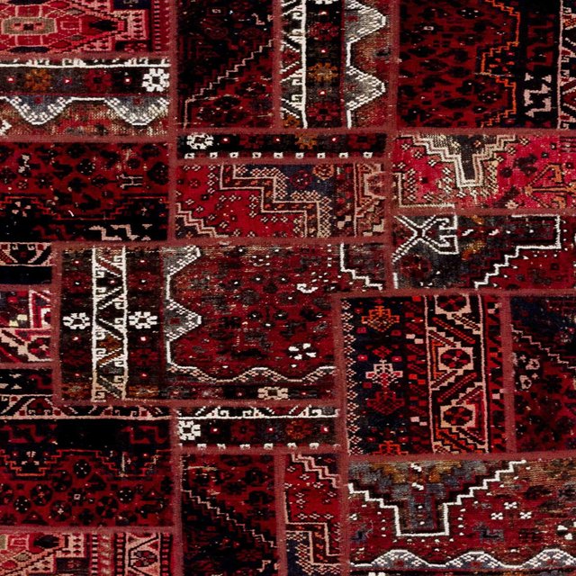 Ahgly Company Tapis d'Intérieur Carrés Abstraits Brun Châtaigne Patchwork, 6 Pieds Carré
