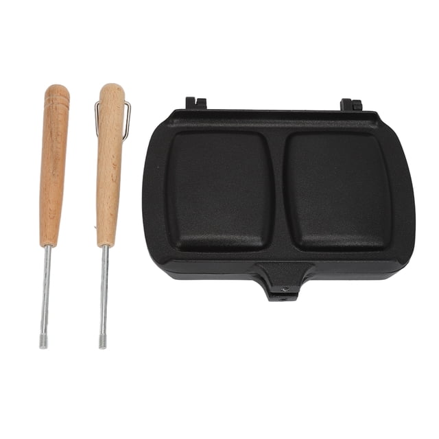 Moule à Sandwichs, Poêle à Sandwichs Grillés Antiadhésifs En Alliage D'aluminium Et Poêle à Panini Avec Bois Massif Pour le Camping De Cuisine à Domicile