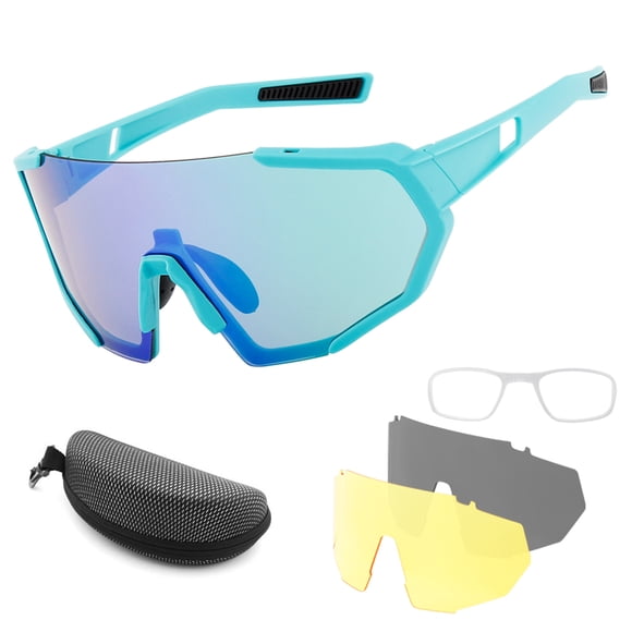 Labymos Cycling Glasses with 2 Interchangeable Lenses UV400 Sports Sunglasses MTB Road Bike Glasses for Men Women Running Driving Fishing Baseball