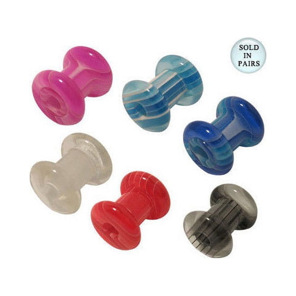 Stripes UV Acrylic Ear Plugs 2 Gauge - 6 Colors Available