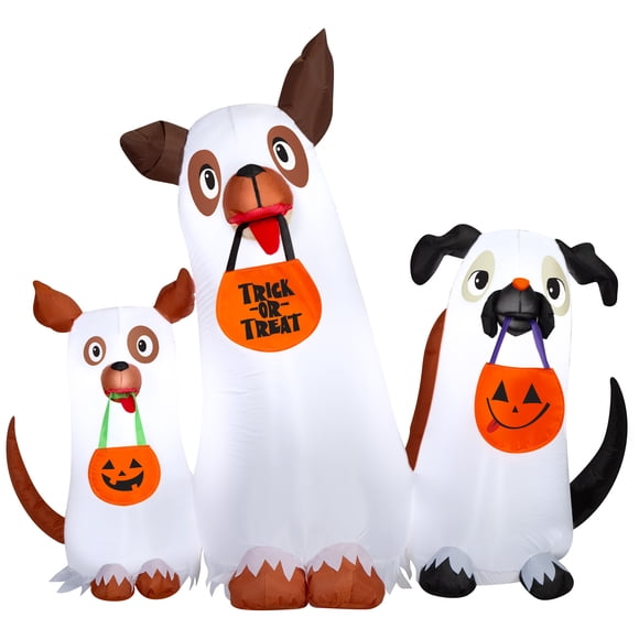 Gonflable de jardin Airblown Halloween lumineux Trio de chiens fantômes MD Scène 72,04 po x 29,92 po x 63,77 po x 3,52 lb