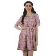 thumbnail image 1 of Moomaya Robe d'Été Courte Évasée à Manches Cloche en Georgette Mousse Imprimée pour Femmes, 1 of 4