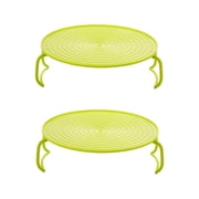 Bovemsi Organizer Rack 2 Pack Microwave Folding Tray Microwave Stacker Cooker 2 Tier Microwave Plate Stacker Microwave Heating Layered Tray With Foldable Handles For Bowls Water Cups