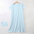 thumbnail image 2 of Yuyuzo Chemises de Nuit pour Femmes à Manches Courtes, Robes de Détente et de Sommeil, Amples, Basiques, Unies, Col Ras du Cou, T-Shirts Confortables, Nuisette, 2 of 6