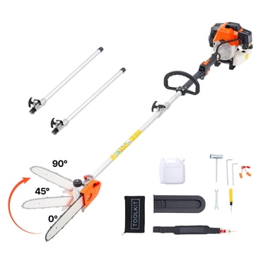 VEVOR Tondeuse à Arbre à Perche à Essence Tête Rotative 43CC 2 Temps Barre de Coupe 10 Po