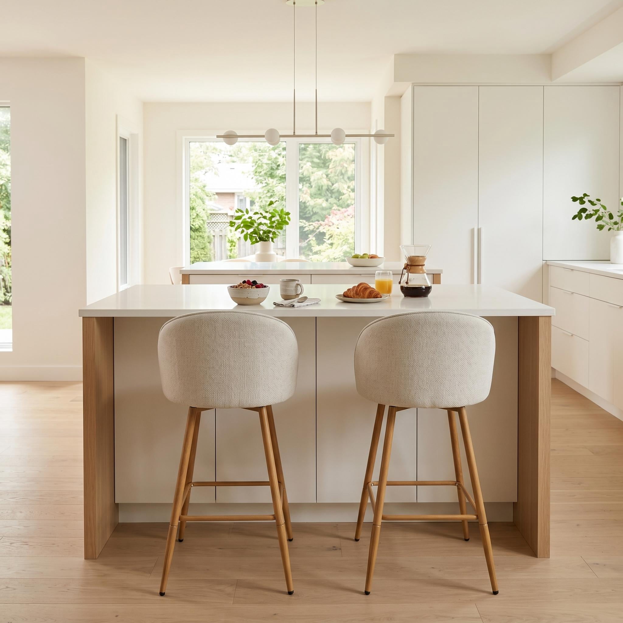 Homy Casa ensemble de 2 tabourets de comptoir pivotants, rembourrés pour îlot de cuisine et bar, beige