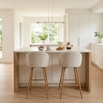 thumbnail image 2 of Homy Casa Set of 2 Counter Height Bar Stools 360 Swivel Upholstered Barrel Chairs for Kitchen Island Beige, 2 of 9