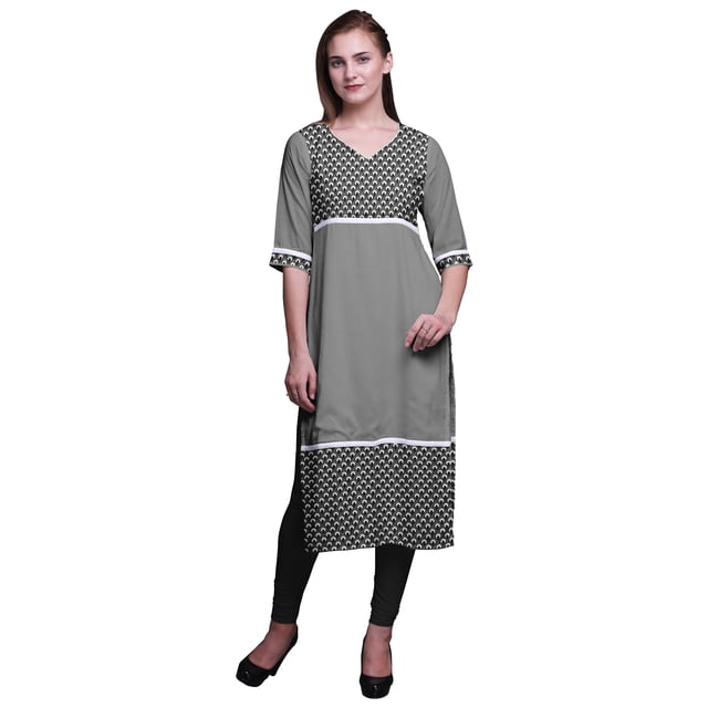 Bimba Kurtis Droits à Panneaux pour Femmes Robe Kurti Longue Haut Indien Imprimé