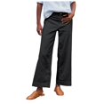 thumbnail image 1 of Women's Linen Pants - High Waisted Flare Wide Leg Capri Work Pants with Pockets, 1 of 6