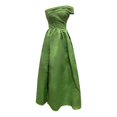 thumbnail image 1 of 2025 Robe de Réception de Départ à une Épaule de Commerce Extérieur Robe en Satin Robe de Soirée Robes Queue Robe Tutu de Fête d'Anniversaire Robe à Manches Latérales Vert Fente Haute Robes pour Femmes, 1 of 6