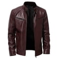 thumbnail image 1 of EGNMCR Jackets for Men Men's Leather Plus Fleece Jacket, Motorcycle Jacket, Warm Leather Jacket, 1 of 7