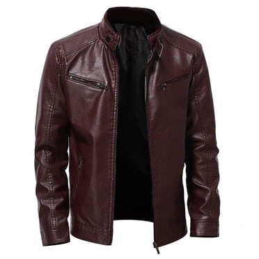 Drppepioner Men'S Leather Plus Fleece Jacket, Motorcycle Jacket, Warm Leather Jacket