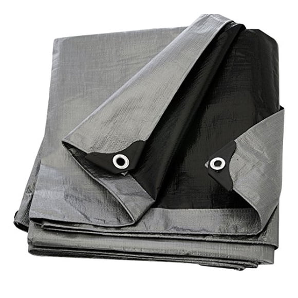 Comfitwear Bâche en Polyéthylène 10 Mil, Robuste, Imperméable et anti-UV, Argent/noir 20 Pieds x 30 Pieds