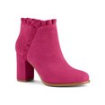 thumbnail image 1 of Unique Bargains Women's Ruffle Block Heel Ankle Boots HotPink (Size 7), 1 of 8