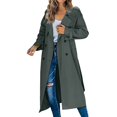 thumbnail image 1 of Kcodviy Manteau à Capuchon à Col Roulé pour Femmes, Mi-Long, Décontracté, Manches Longues, Trench Polyvalent Décontracté, 1 of 7