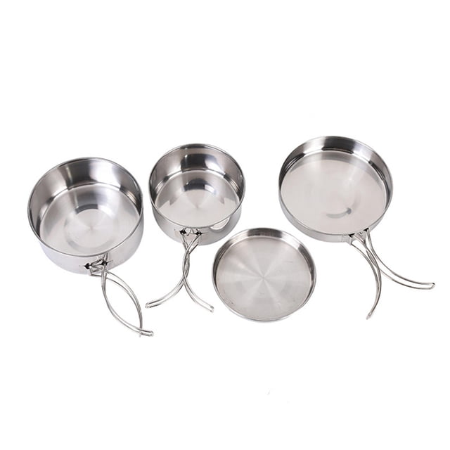 Almencla Camping Pots and Pans Set, 4Pcs Camping Cooking Pots, Camping Cookware Set Large