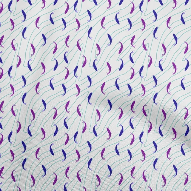 oneOone Velvet Purple Fabric Ocean Fish Sewing Material Print Fabric By The Yard 58 Inch Wide