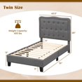 thumbnail image 3 of Costway Twin Size Bed Frame with 46" Tall Button Tufted Headboard Wooden Slats Support, 3 of 10