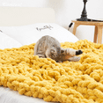 thumbnail image 3 of Comtest Chunky Knit Throw Blanket Chenille, Turmeric, 50"x60"(Office Size), 3 of 6