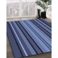 thumbnail image 3 of Ahgly Company Tapis d'Intérieur Ronds Transitionnels Bleus Lavables à la Machine, 4 Pieds Rond, 3 of 7