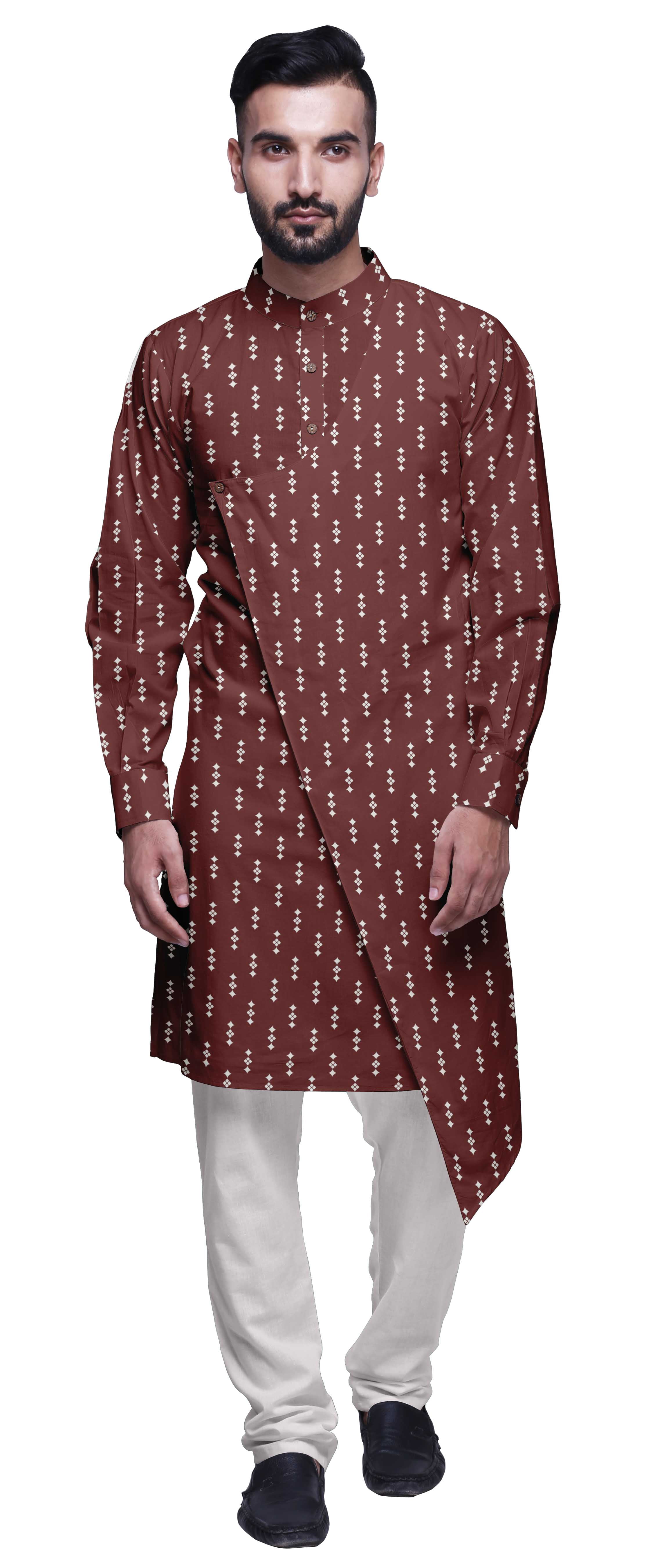 Atasi Ensemble Kurta-Pyjama Long en Coton pour Hommes, Kurta-Pyjama Décontracté de Designer, Vêtements