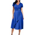 thumbnail image 2 of EGNMCR Robes de Soirée pour Femmes, Robes Formelles pour Femmes, Robes de Cocktail pour Femmes à Manches Courtes Robe à Col en V Robe d'Été Unie à Manches Courtes à Col en V pour Femmes Robe pour Femme, 2 of 7
