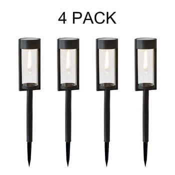 Better Homes & Gardens 15 Lumens Wyatt Solar Powered Black LED Landscape Bollard Path Light Set, 4-Pack