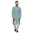thumbnail image 1 of Atasi Button Down Asymmetrical Kurta For Men Printed Mandarin Long Sleeve Shirt, 1 of 5