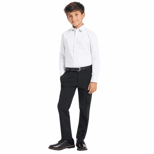 Kenneth Cole Chemise Habillée pour Jeunes, Manches Longues, Coupe Classique, Blanc