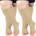 thumbnail image 1 of SUTENGDA Open Toe Plus Size Compression Socks Wide Calf  Extra Large Knee High Support Socks for Women & Men 20-30 mmHg，Plus Size Toeless Compression Socks for Women Wide Calf XXL, 1 of 6