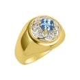 thumbnail image 3 of RYLOS Men's Rings 14K Yellow Gold Designer Gypsy 7MM Round Gemstone & Diamond Ring Blue Topaz December Birthstone Size 9, 3 of 6