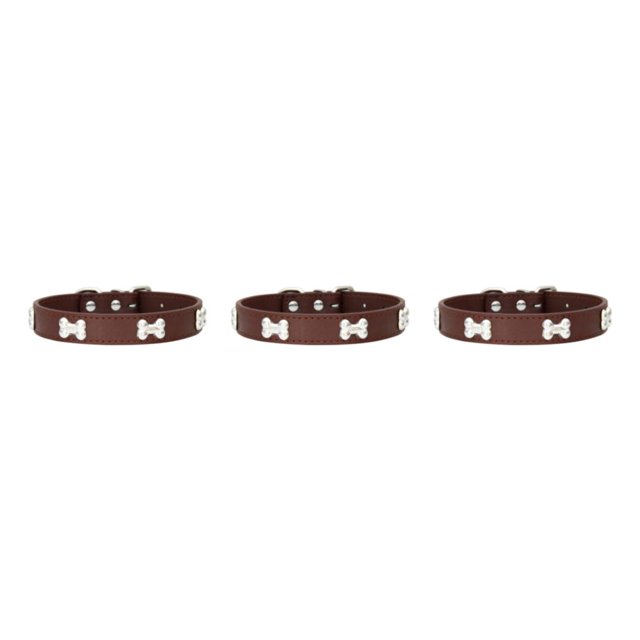 Maytalsory Comfortable Wear Cat Collar In Multiple Sizes With Stylish PU PU Cat Collar Dogs Collars coffee 1.5*37cm 3Set