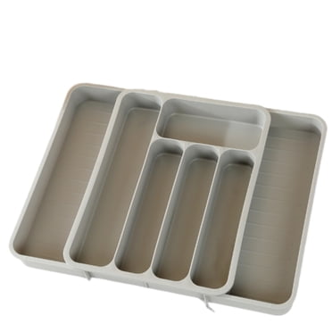 ZZkhGO Plateau Classique pour Couverts, Organisateur de Coutellerie, Plateau de Tiroir de Cuisine Extensible à 7 Compartiments, Boîte de Rangement pour Ustensiles pour Couteaux Fourchettes Cuillères
