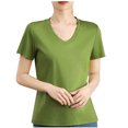 thumbnail image 1 of Timegard Womens Tops V Neck Short Sleeve Comfy Solid Color Basic Tee Casual Loose Workout Top Summer, 1 of 4