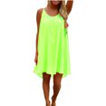thumbnail image 1 of Innerwin Robe Mini Couleur Unie Débardeur pour Femme Fête Encolure Dégagée Ample Été Plage Robe d'Été Verte G, 1 of 7