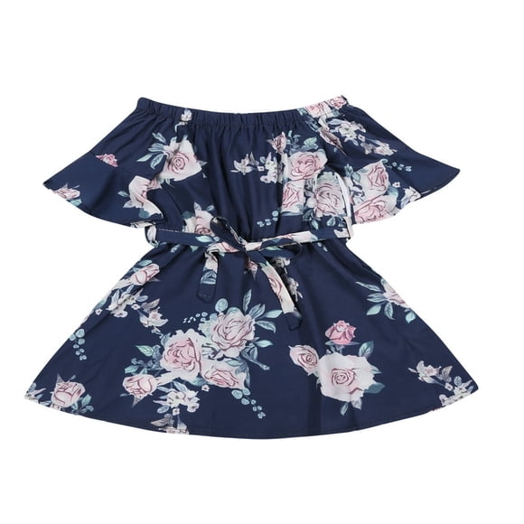 MesaSe Mommy and Me Off-Shoulder Floral Dress Parent Child Matching Summer Midi Sundress