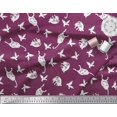 thumbnail image 3 of Soimoi Moss Georgette Fabric Bird & Cat Animal Print Fabric by Yard 42 Inch Wide, 3 of 3