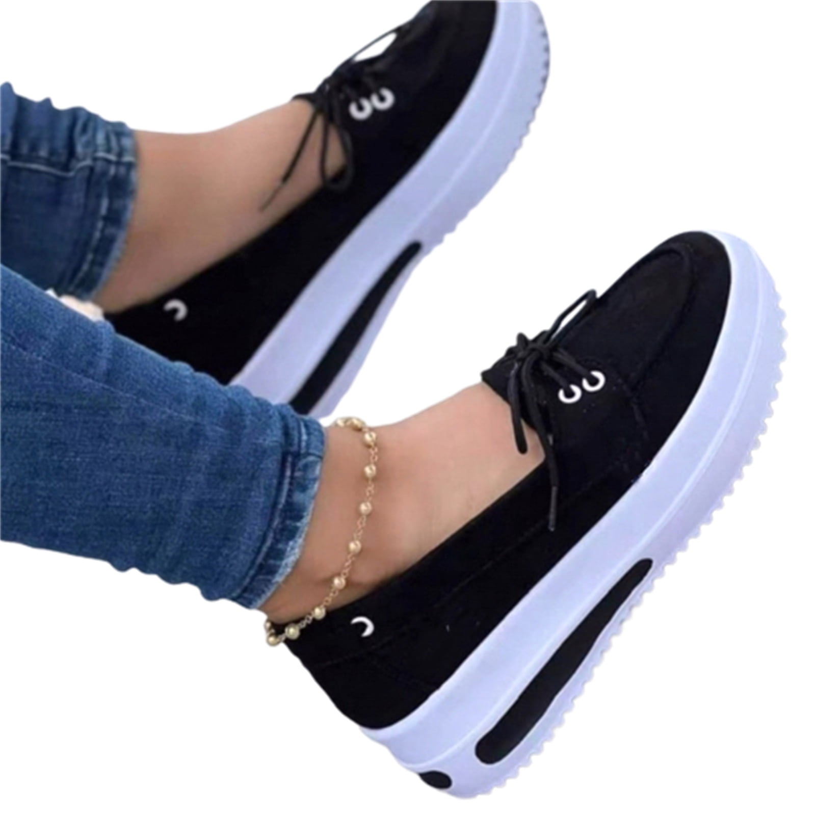 Espadrilles à Plateforme Compensée pour Femme, à Lacets, à Enfiler, Plates, pour Usage Quotidien Décontracté
