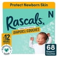 thumbnail image 1 of Rascals Premium Absorbent Newborn Diapers, Size N, Carton, 68 Count, 1 of 12